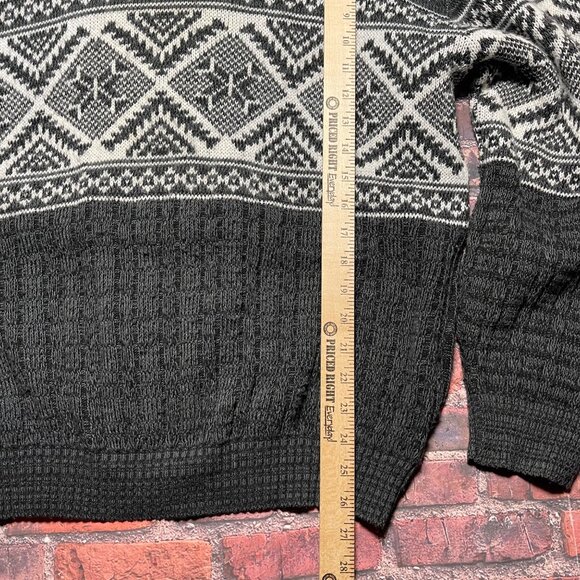 Vintage 90s Knit Sweater Christmas Holidays Geometric White Gray Rob Winter Sz X - Picture 4 of 5